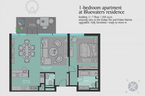 Apartament në Bluewaters, Dubai, Emiratet e Bashkuara Arabe 1 dhomë gjumi, 104 m2. № 551492 - Foto 11