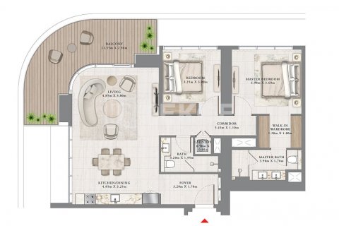 Byt v Dubai Harbour, SAE 2 ložnice, 128 m² Č.: 545670 - fotografie 10