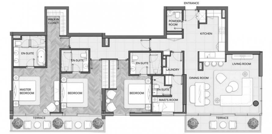 Apartment in Residences Du Port in Dubai Marina, UAE 3 bedrooms, 192.59 sq.m. № 619348