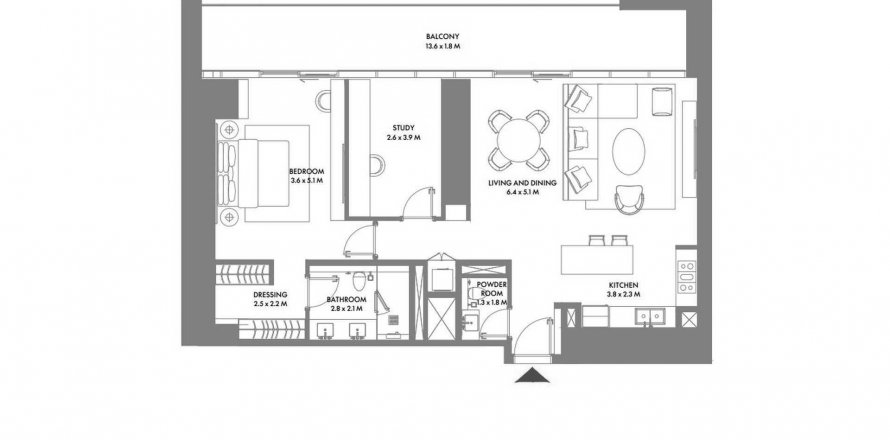 Apartamento en Dubai Marina, Dubai, EAU 1 dormitorio, 130.44 m² № 509899