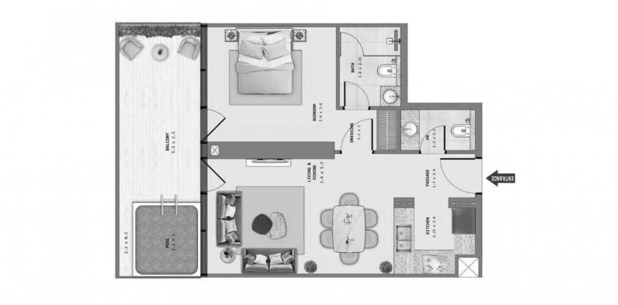 Byt v Samana Barari Lagoons v Majan, Dubai, SAE 1 ložnice, 71.56 m² Č.: 568978