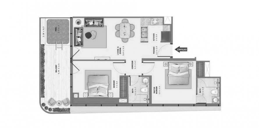 Byt v Samana Barari Lagoons v Majan, Dubai, SAE 2 ložnice, 92.27 m² Č.: 568982