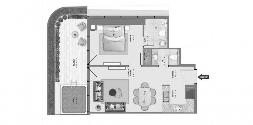 Byt v Samana Barari Lagoons v Majan, Dubai, SAE 1 ložnice, 76.59 m² Č.: 568981