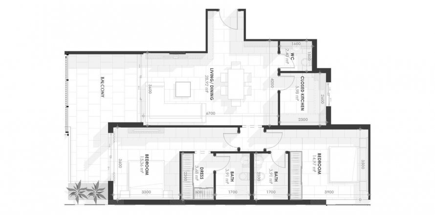 Apartmen di Amazonia di Al Jaddaf, Dubai, UAE 2 bilik tidur, 114.92 meter persegi № 576138