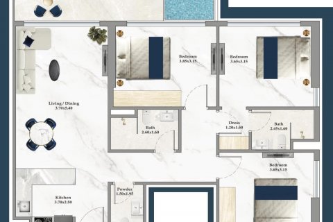 Byt v Dubai Silicon Oasis, SAE 3 ložnice, 98 m² Č.: 598572 - fotografie 14