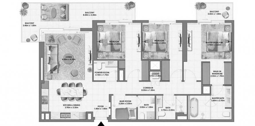 דירה ב Dubai Hills Estate, Dubai, איחוד האמירויות 3 חדרי שינה, 167.78 מ"ר מספר 582512
