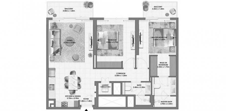 דירה ב Dubai Hills Estate, Dubai, איחוד האמירויות 2 חדרי שינה, 114.55 מ"ר מספר 582510