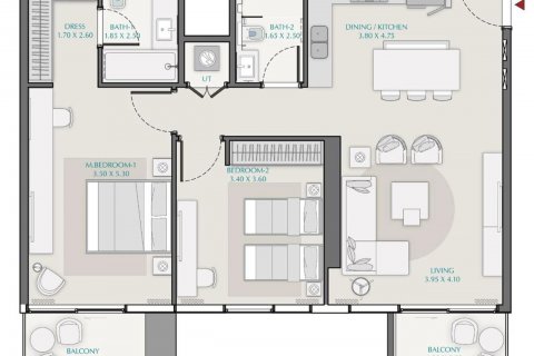 Apartament në Dubai, Emiratet e Bashkuara Arabe 2 dhoma gjumi, 107 m2. № 598547 - Foto 20