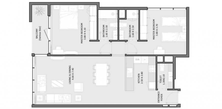 Byt v VERDANA 10 v Dubai Investment Park, SAE 2 ložnice, 99.5 m² Č.: 573833