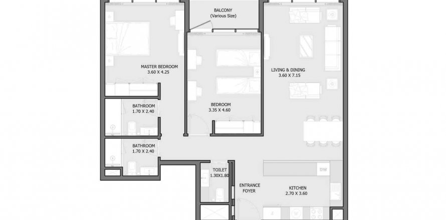 Byt v VERDANA 10 v Dubai Investment Park, SAE 2 ložnice, 99.31 m² Č.: 573831