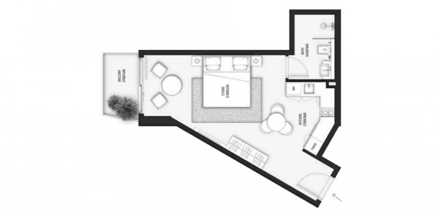 Apartament në Golf Links 18 në Dubai Sports City, Emiratet e Bashkuara Arabe 1 dhomë gjumi, 74.69 m2. № 572507