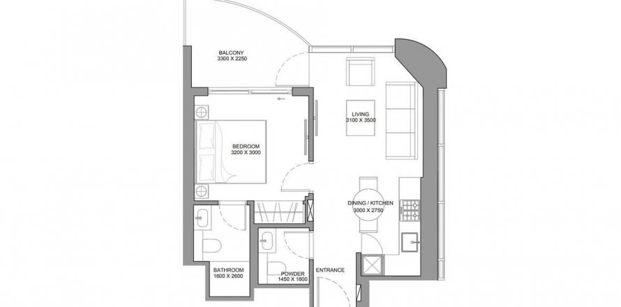 Byt v Aquamont v Umm Al Quwain, SAE 1 ložnice, 53.95 m² Č.: 610712
