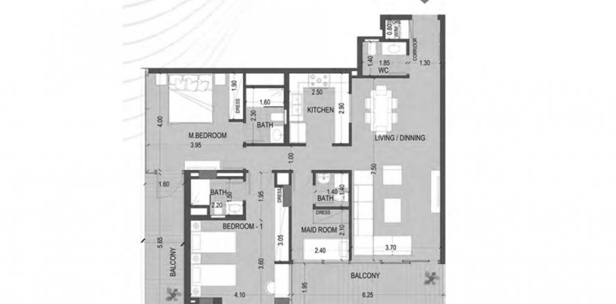 Byt v Celia Gardens v Nadd Al Sheba, Dubai, SAE 2 ložnice, 127.09 m² Č.: 576739