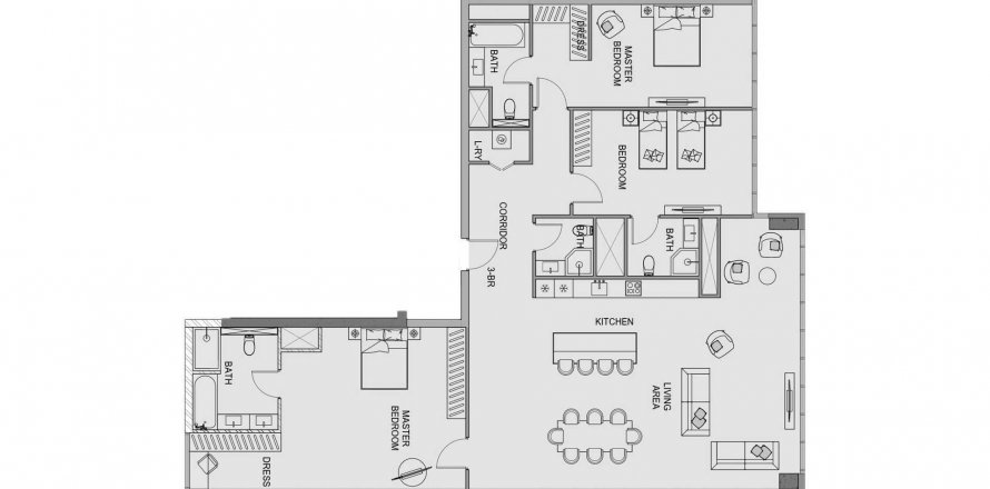 Apartment in EDGEWATER RESIDENCES in Dubai, UAE 3 bedrooms, 202.81 sq.m. № 478138