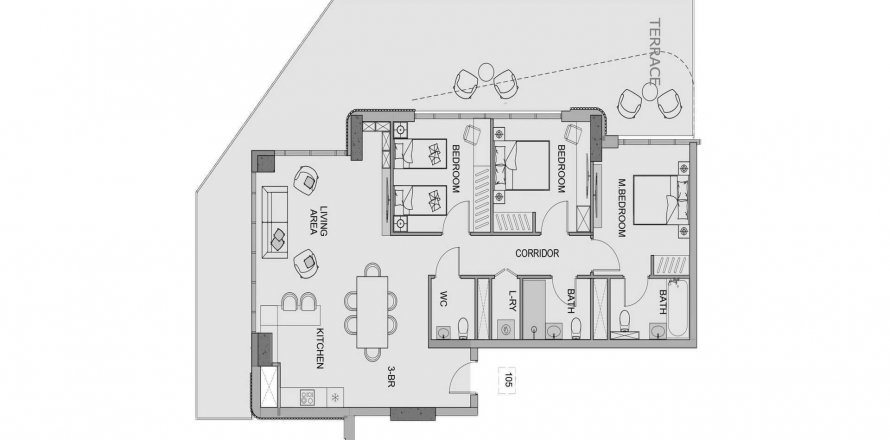 Apartment in EDGEWATER RESIDENCES in Dubai, UAE 3 bedrooms, 217.86 sq.m. № 478139