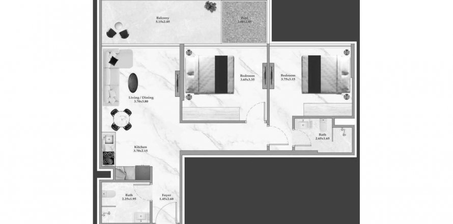 Byt v Timez v Dubai Silicon Oasis, SAE 2 ložnice, 79.31 m² Č.: 580648