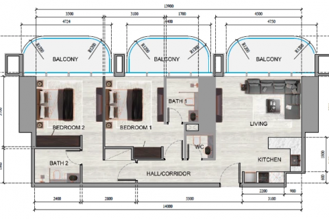 Byt v Motor City, Dubai, SAE 2 ložnice, 107 m² Č.: 599621 - fotografie 10