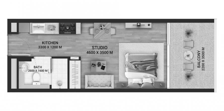 Byt v Empire Lakeviews v Wadi Al Safa 2, Dubai, SAE 38.18 m² Č.: 572487