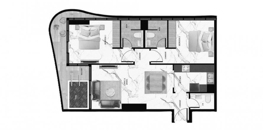 Apartment in SAMANA Barari Views in Majan, Dubai, UAE 2 bedrooms, 94.6 sq.m. № 359298