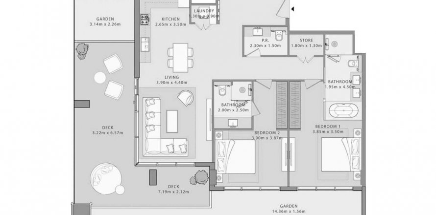 Byt v UNO LUX by WOW Resorts v Al Marjan Island, Ras Al Khaimah, SAE 2 ložnice, 173.34 m² Č.: 580103