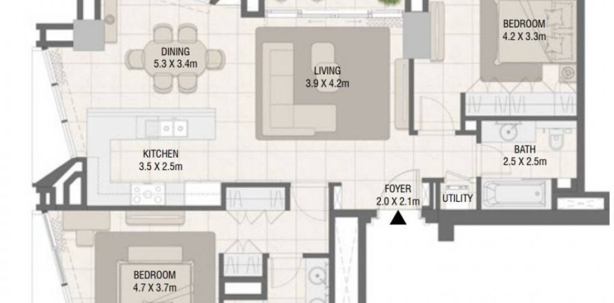 Korter asukohaga Dubai, AÜE: 2 magamistoaga, 110.09 m² Nr 411627