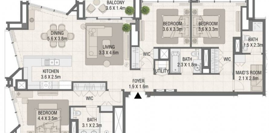 Byt v Dubai, SAE 3 ložnice, 143.72 m² Č.: 411626