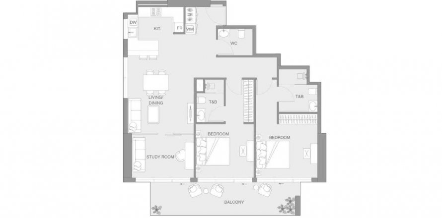 Byt v LUM1NAR Tower 2 v Jumeirah Village Triangle, Dubai, SAE 2 ložnice, 118.07 m² Č.: 570470