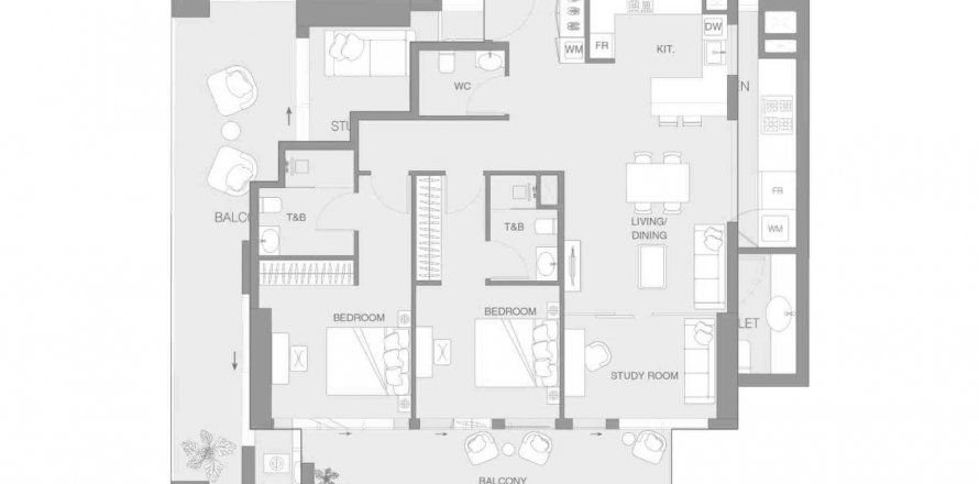 Byt v LUM1NAR Tower 2 v Jumeirah Village Triangle, Dubai, SAE 2 ložnice, 117.24 m² Č.: 570471