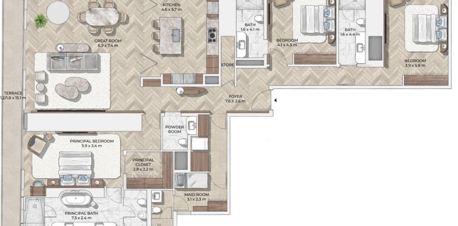 Apartment in Mr.C Residences Downtown in City Walk, Dubai, UAE 3 bedrooms, 280 sq.m. № 578606