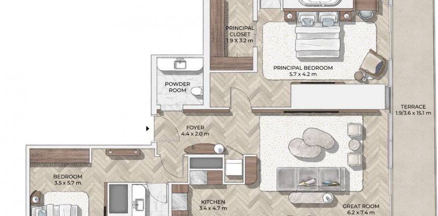 Apartment in Mr.C Residences Downtown in City Walk, Dubai, UAE 2 bedrooms, 209 sq.m. № 578605