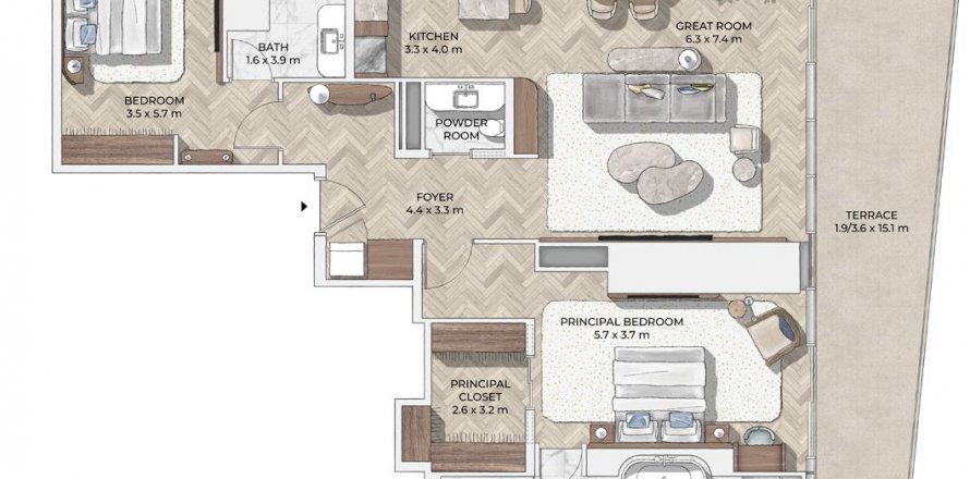 Apartment in Mr.C Residences Downtown in City Walk, Dubai, UAE 2 bedrooms, 207 sq.m. № 578602