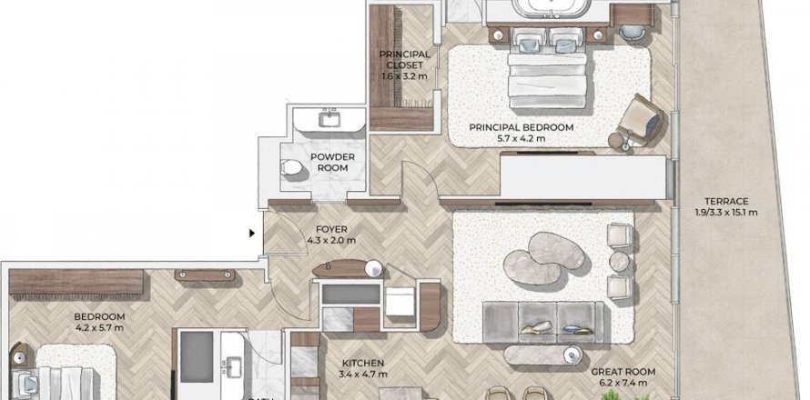 Apartment in Mr.C Residences Downtown in City Walk, Dubai, UAE 2 bedrooms, 212 sq.m. № 578604