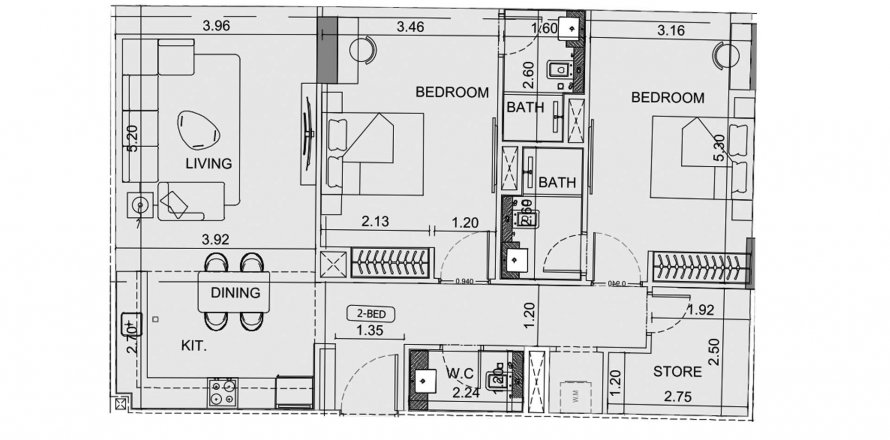 Apartmen di Binghatti Aquarise di Business Bay, Dubai, UAE 2 bilik tidur, 101.23 meter persegi № 589104