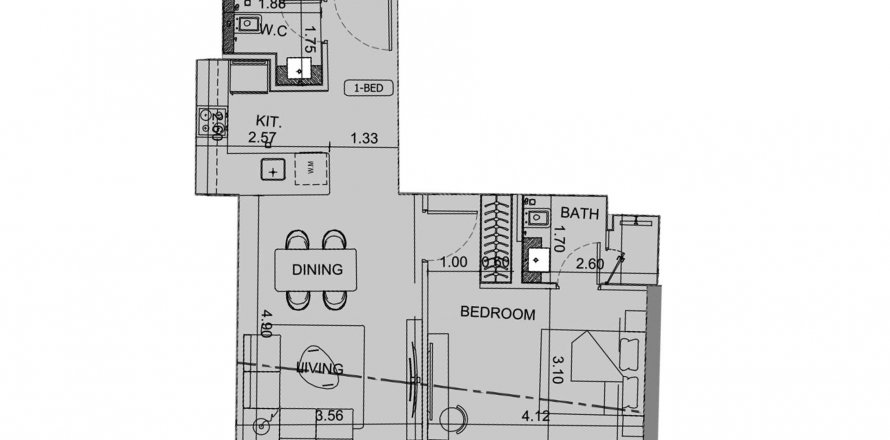 Apartmen di Binghatti Aquarise di Business Bay, Dubai, UAE 1 bilik tidur, 77.28 meter persegi № 589100