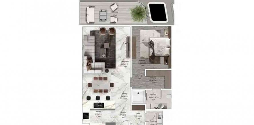 Apartament në Jacob & Co Beachfront Living në Ghantoot, Abu Dhabi, Emiratet e Bashkuara Arabe 1 dhomë gjumi, 93 m2. № 568450