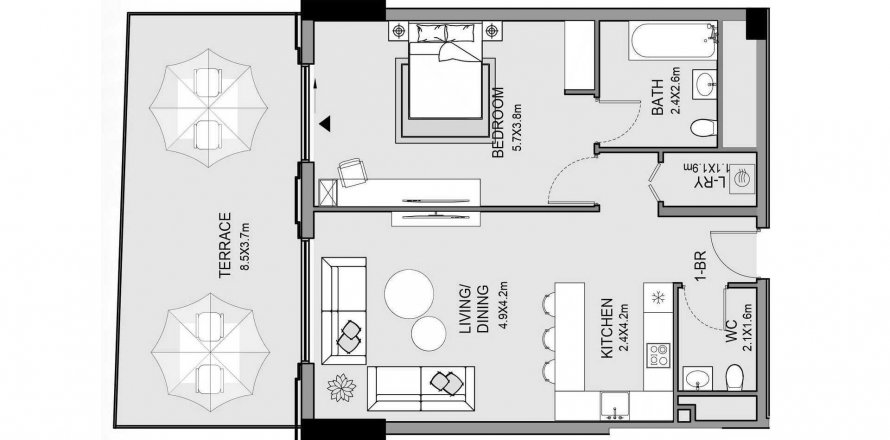 Apartment in EDGEWATER RESIDENCES in Dubai, UAE 1 bedroom, 106.04 sq.m. № 478137