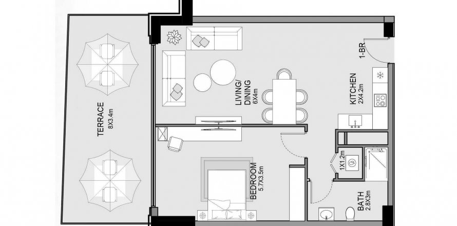 Korter asukohaga EDGEWATER RESIDENCES asukohaga Dubai, AÜE: 1 magamistoaga, 100 m² Nr 646600