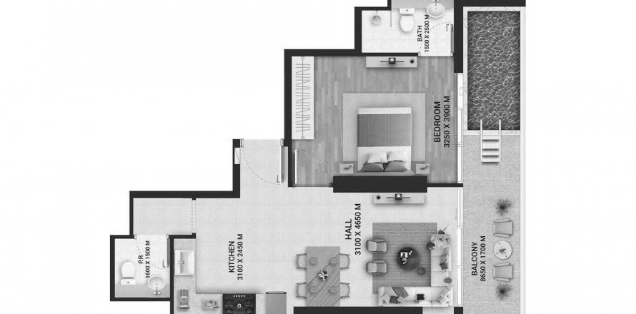 Apartment in Empire Lakeviews in Wadi Al Safa 2, Dubai, UAE 1 bedroom, 70.03 sq.m. № 572489