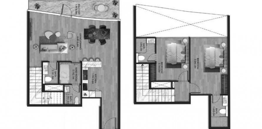Dupleks në THE BEACH HOUSE në Al Marjan Island, Ras Al Khaimah, Emiratet e Bashkuara Arabe 2 dhoma gjumi, 147.92 m2. № 386831