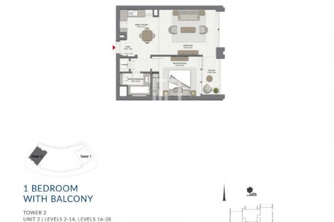 Apartament në Dubai Creek Harbour (The Lagoons), Emiratet e Bashkuara Arabe 1 dhomë gjumi, 63 m2. № 601616 - Foto 12