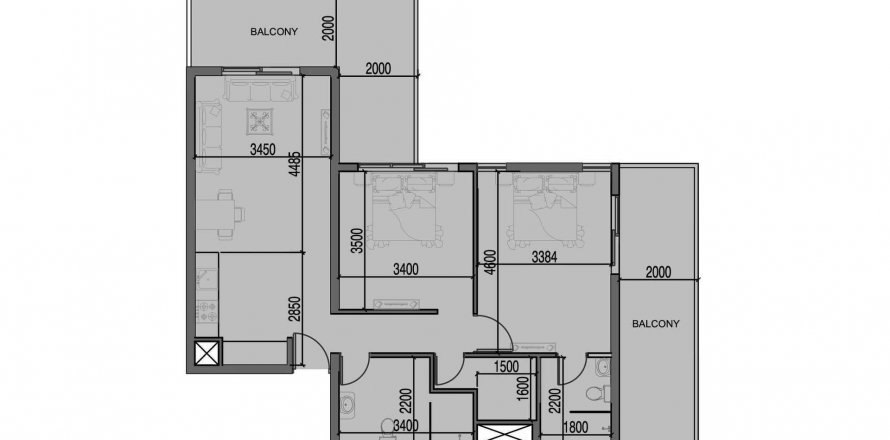 Byt v Al Haseen Residences 3 v Dubai, SAE 2 ložnice, 102.13 m² Č.: 538217