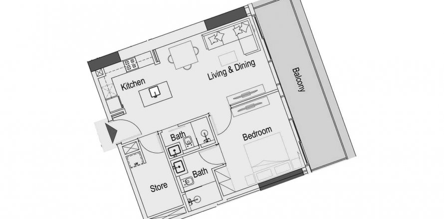 Byt v 15 Cascade v Motor City, Dubai, SAE 1 ložnice, 78.41 m² Č.: 580139