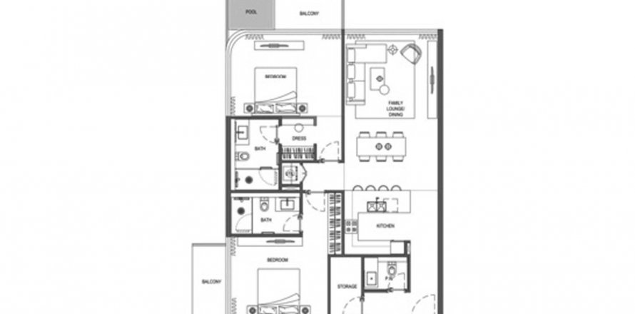 Apartament në Bayview Boulevard në Dubai, Emiratet e Bashkuara Arabe 2 dhoma gjumi, 129.1 m2. № 610733