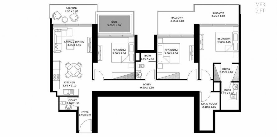 Apartment in ELITZ 3 in Jumeirah Village Circle, Dubai, UAE 3 bedrooms, 141.33 sq.m. № 320382