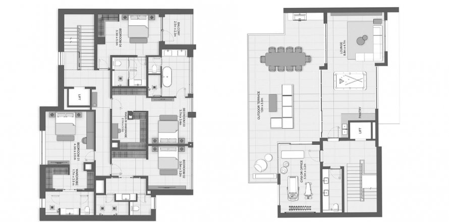 Penthouse floor plan «4BR», 4 bedrooms in LIV WATERSIDE