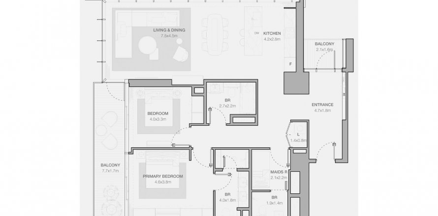 Apartment in Jumeirah Residences Emirates Towers in DIFC, Dubai, UAE 2 bedrooms, 147.75 sq.m. № 603757