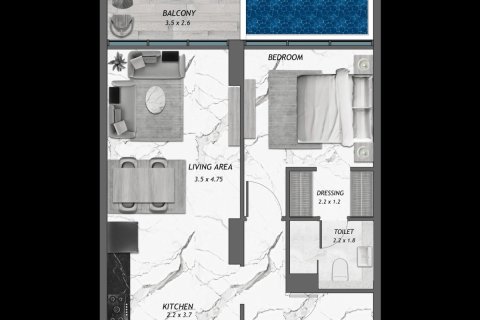 Apartemen di Al Furjan, Dubai, UEA 1 kamar tidur, 75.8 m2 nomor 565829 - foto 5