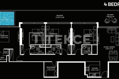 דירה למכירה ב Jumeirah Lake Towers, Dubai, איחוד האמירויות  2 חדרי שינה, 102 מ"ר, מספר 563358 - תמונה 20