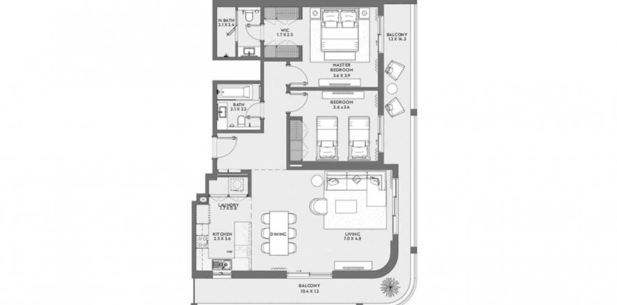 Byt v CELLO RESIDENCES v Jumeirah Village Circle, Dubai, SAE 2 ložnice, 142.97 m² Č.: 434144