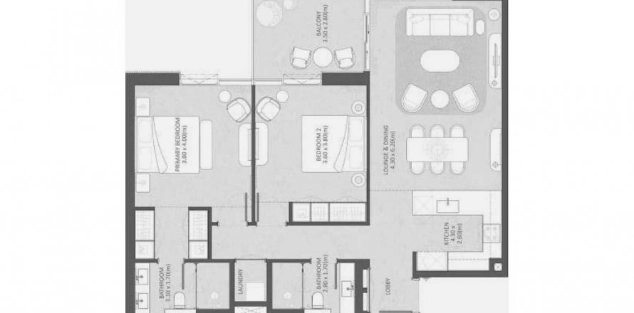 Apartment in District One Naya Residences in Meydan, Dubai, UAE 2 bedrooms, 102.11 sq.m. № 582275